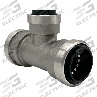 APPROVED VENDOR Reducing Tee: 3/4 in OD x 3/4 in OD x 1/2 in OD Size, Stainless Steel - Stainless Steel Push-to-Connect Tube Fittings