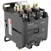 DAYTON Definite Purpose Magnetic Contactor: 3 Poles, 120V AC, 50 A, Non-Reversing (MPN 783XZ4). Key specifications — Brand: DAYTON; Coil Voltage: 120V AC; Contactor Style: HVACR Definite Purpose Contactor; Mounting Style: Through Panel; Terminal Connection Type: Box Lugs; Maximum Voltage Rating: 600V AC; Phase: Three; Main Pole Contact Form: 3NO.