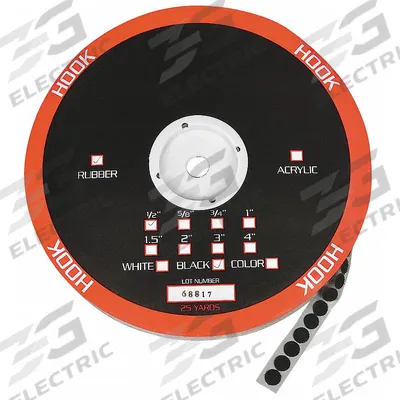 APPROVED VENDOR Hook-and-Loop Fastener: Disc, 3/4 in Overall Dia, Hook, Black, Adhesive - Pre-Cut Discs