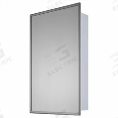 KETCHAM Medicine Cabinet: Rectangular, Glass, 26 in Overall Ht, 16 in Overall Wd, 4 in Overall Dp (MPN 1626-SM). Key specifications — Brand: KETCHAM; Frame Material: Stainless Steel; Frame Finish: Bright Annealed; Frame Color: Silver; Material: Glass.