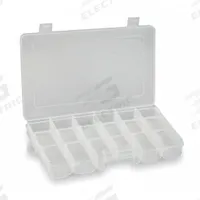 WESTWARD Compartment Box: 7 3/8 in x 11 1/2 in x 1 5/8 in, Clear, 18 Compartments, 12 Adj Dividers (MPN 2HFR4). Key specifications — ESD Conductive: Not Electrostatic Discharge Conductive; Color: Clear; Brand: WESTWARD; Material: Plastic.
