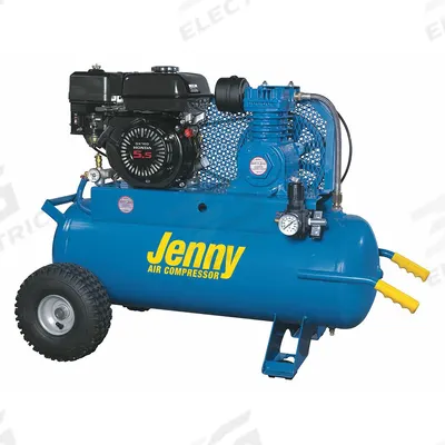 JENNY Portable Gas Air Compressor: 1 Stage, 5.5 hp Engine, Honda, 11.6 cfm @ 90 psi - Wheeled Portable Engine Driven Air Compressors