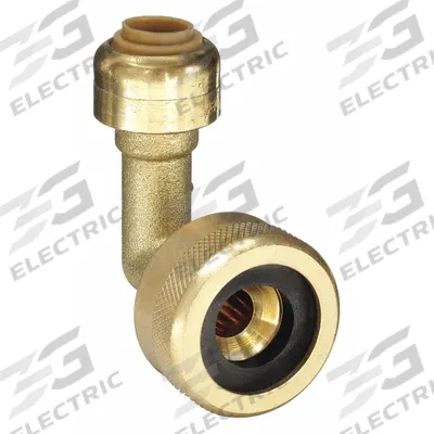 SHARKBITE Push-Fit Elbow Fitting: 1/4 in OD x 3/4 in Pipe Size, Push-to-Connect x GHT - Standard Brass Push-to-Connect Tube Fittings