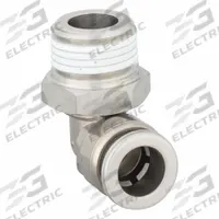 SMC Push-Fit Elbow Fitting: 3/8 in OD x 3/8 in OD Size, Push-to-Connect x MNPT, Stainless Steel (MPN KQG2L11-N03S). Key specifications — Brand: SMC; Thread Size A: 3/8".