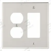 HUBBELL Wall Plate: Combo, 2 Gang, Almond, Std Size (MPN P826LA). Key specifications — Brand: HUBBELL; Material: Polycarbonate.