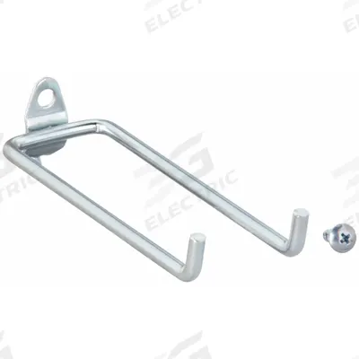TRITON PRODUCTS Double Rod Pegboard Hook: 1/4 in_1/8 in Peg Hole, Screw-In, Surface, Silver - Hooks for Round-Hole Pegboard