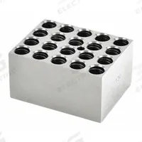 OHAUS Modular Block: Anodized Aluminum, 3 in Overall Wd, 3 3/4 in Overall Lg, 20 Wells (MPN 30400152). Key specifications — Product Type: Dry Bath Block; Includes Thermometer Well: Yes; Material: Anodized Aluminum; Brand: OHAUS.