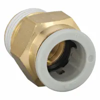 SMC Push-Fit Adapter Fitting: 12 mm OD x 3/8 in Pipe Size, Push-to-Connect x BSPT, Brass, Brass (MPN KQ2H12-03AS)