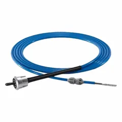 Flexible shaft for cleaning smooth bore tubes in heat exchangers, condensers, and boilers. Constructed of nylon and steel with a female quick-connect fitting. Overall length 45 ft, compatible with tube diameters from 9/16 in to 1 in.