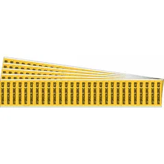 Yellow adhesive pipe marker with black legend reading 'Hydrochloric Acid'. Designed for pipes with outer diameter of 3/4 inch and smaller. Supplied without arrows in a 5-pack. Used to identify pipes carrying hydrochloric acid in industrial facilities.