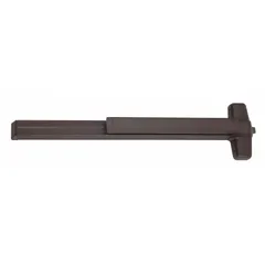 Rim-type exit device with touchbar style, bronze finish. ADA compliant. Designed for use on commercial doors up to 3 ft wide in egress applications.