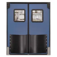 Swinging Door: Polyethylene, 2 Doors, Blue, 8 ft Door Wd, 8 ft Door Ht, Window Included, 1 PR (MPN 9696RDCBL)