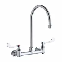 This centerset utility faucet features a chrome-plated brass construction with a gooseneck spout. It includes a vandal-resistant aerator and delivers a flow rate of 1.5 gpm. Suitable for commercial washdown areas, janitorial sinks, and light-duty rinsing stations