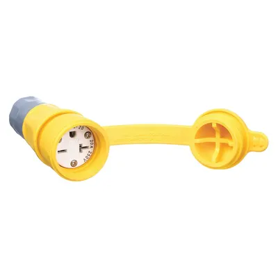 HUBBELL Straight Blade Connector, 6-20R, 250V AC, 20 A, 2 Pole, 3 Wire, Yellow - Watertight Connectors