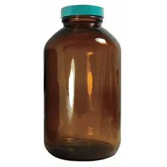 Amber Wide Mouth Glass Lab Bottle, 6 mL, 20-400, Soda Lime Glass, 24 mm Body Dia, Case of 720 (GLC-06609)
