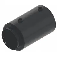 This round steel reservoir stores hydraulic fluid for power unit operation. It is used in hydraulic systems to maintain fluid supply for circuit performance. Overall width is 6 inches