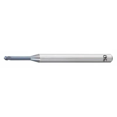 OSG Ball End Mill: Carbide, WXS Coated, 3 Flute, 3 mm Mill Dia, 2.25 mm LOC - Pencil-Neck Carbide Ball End Mills for Hardened Materials