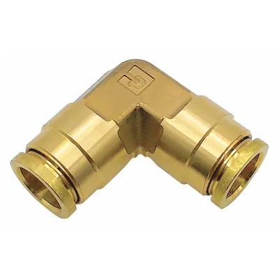 PARKER Push-Fit Elbow Fitting: 3/8 in OD x 3/8 in OD Fitting Size - Brass Air Brake Fittings