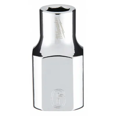 MILWAUKEE Standard Socket: Metric, 3/8 in Drive Size, 6 mm Socket Size, 6-Point, Std - Anti-Roll Hand Sockets
