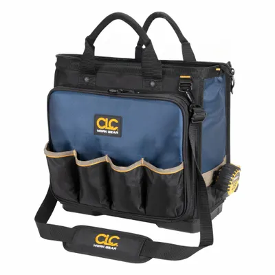 CLC PB1543 Black Ballistic Polyester Wide-Mouth Tool Bag, 54 Pockets - Polyester Wide-Mouth Tool Bags