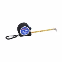 WESTWARD Key Chain Tape Measure: Nonmagnetic Single Hook Tip, 6 ft / 2 m, Black/Blue (MPN 824K07)