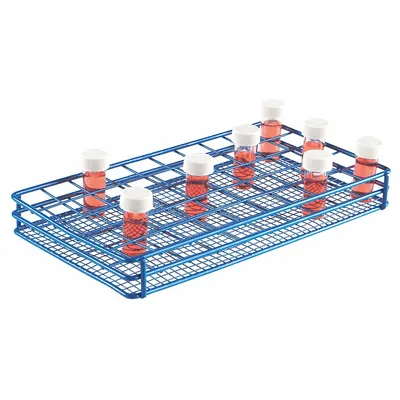 HEATHROW SCIENTIFIC Wire Test Tube Rack, Blue, 50 Wells, Benchtop - Lab Storage Racks