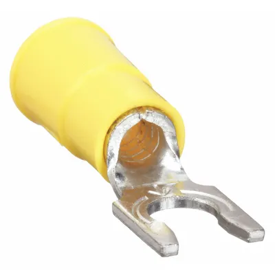 3M Fork Terminals: Yellow, Vinyl, #14 Stud Size, 12 AWG – 10 AWG Wire Range - Insulated Fork Terminals