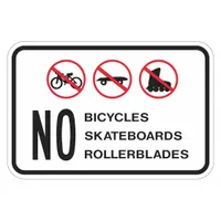 Reflective No Skateboards Sign: Aluminum, Mounting Holes Sign Mounting, 0.063 in Thick, No Header (MPN T1-1231-HI_18x12)