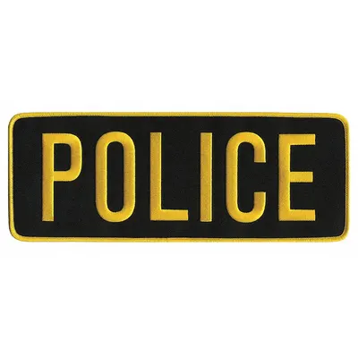 HEROS PRIDE Embroidered Patch: Police, 11 in x 4 in, Black/Gold, Polyester/Rayon - Embroidered Insignia