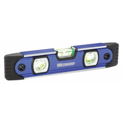 WESTWARD Torpedo Level: Level, Plumb & 45° Angle, 9 in Overall Lg, Top & Side Read - Magnetic Torpedo Levels