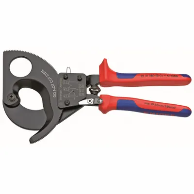KNIPEX Ratchet Cable Cutter: Multi-Component Handle, Shear - Ratcheting Electrical & Data Cable Cutters