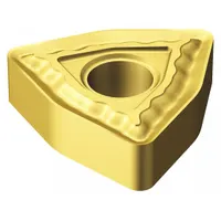 This Trigon (W) indexable turning insert is designed for medium machining of steel and stainless steel. The QM geometry provides effective chip control and surface finish in general turning operations