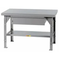 LITTLE GIANT Workbench: Adj Ht, Steel, 60 in x 30 in, 10,000 lb Overall Load Capacity, Gray (MPN WW3060-HD-ADJ)