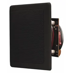 This passive 2-way ceiling-mount speaker is rated for outdoor use. It has an 8 ohm impedance, an overall width of 4 3/4 inches, and an overall height of 2 inches. Suitable for background music or paging in covered outdoor areas.