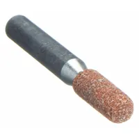 This NORTON mounted point features a 60-grit aluminum oxide abrasive with an A24 shape, bonded in a vitrified matrix. It is designed for general-purpose deburring, blending, and finishing on carbon steel. The 1/4 in diameter allows access to confined areas in tool rooms, metal fabrication, and maintenance operations