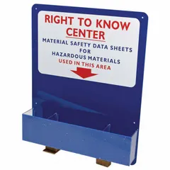 Wall-mount information center for displaying safety notices, procedures, or compliance documents in industrial facilities. Overall dimensions: 30 in H x 24 in W x 4 1/2 in D. Mounting hardware not included.