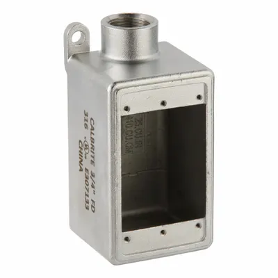 CALBRITE Electrical Box: Stainless Steel, Rectangular, 1 Gangs, 3/4 in Hub Size - Stainless Steel Weatherproof Electrical Boxes