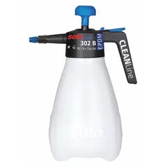 This handheld sprayer features a 1/2 gallon poly tank and operates at 45 psi with a maximum spray distance of 20 feet. The adjustable nozzle allows for varied spray patterns, making it suitable for cleaning and degreasing tasks where bleach or disinfectant application is required.