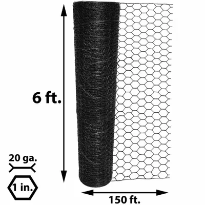 ACORN Poultry Netting: 20 ga Gauge, 72 in Ht, 150 ft Lg, 1 in Mesh Size, Steel - Chicken Wire