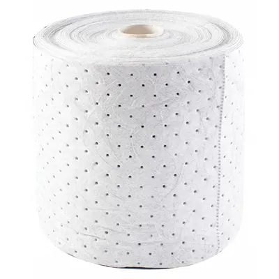 CONDOR Sorbent Roll: Polypropylene, White, 150 ft Roll Lg, 15 in Roll Wd - Sorbent Rolls