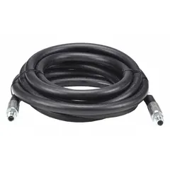 This EPDM steam hose assembly features a black EPDM tube and cover, with carbon steel 3/4 in MNPT fittings on both ends. The hose has a 3/4 in inside diameter, 1 1/4 in outside diameter, and 25 ft length. Suitable for transferring steam in industrial cleaning, thawing, and process heating applications.