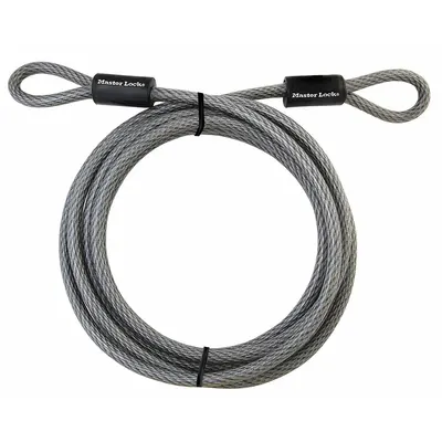 MASTER LOCK Security Cables: Coiled Cable, 15 ft Lg, 3/8 in Cable Dia