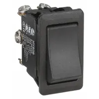 General purpose rocker switch with DPDT contact form and On/On switching. Rated for 2 hp, suitable for industrial on/off control of motors, conveyors, pumps, and other equipment in manufacturing and processing environments