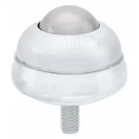 Threaded-stud mount ball transfer with 1 in diameter ball, 75 lb load capacity, and 1 3/8 in projection. Designed for material handling systems requiring multidirectional movement, such as conveyor transfer points, packaging lines, and workstations