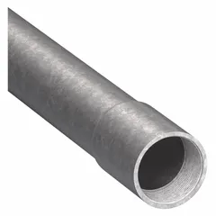 This 10 ft length of 3/4 in trade size intermediate metal conduit (IMC) is made of galvanized steel with standard-threaded ends. It is UL listed and used for protecting electrical wiring in industrial, commercial, and infrastructure installations.