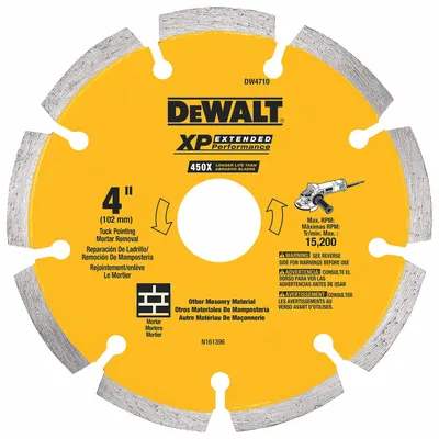 DEWALT Diamond Saw Blade: 4 in Blade Dia., 5/8 in Arbor Size, Dry - Multi-Material Blades