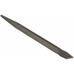 This pinch bar features a chisel/point end for prying, aligning, and separating materials in construction, metalworking, and maintenance tasks. With a 14 in overall length, 1/2 in bar width, and 2 1/2 in end width, it provides controlled leverage in confined spaces. The shot blasted finish offers a secure grip. Meets ANSI standards.