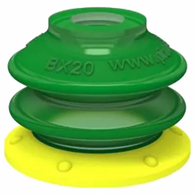PIAB Vacuum Pad: Plain Pad without Adapter, 53.01 mm Pad Dia, Polyurethane, 39.12 mm Pad Ht - Multi-Bellows Type Packaging Industry Vacuum Pads