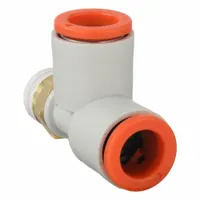 SMC Push-Fit Tee Fitting: 1/8 in Pipe x 5/16 in OD x 5/16 in OD x 1/8 in Pipe Size, White (MPN KQ2Y09-01AS)