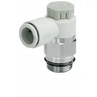 SMC Speed Control Valve: Elbow Fitting, Screw, 1/4 in/1/8 in Valve Body Size, 1/8 in Tube, Meter Out (MPN AS2201FG-N01-01SA)